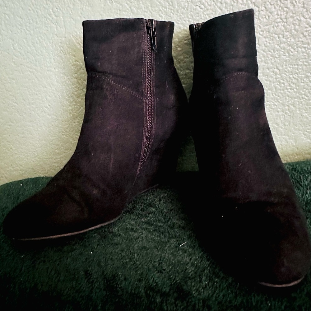 Christian Siriano Black Suede Ankle Booties